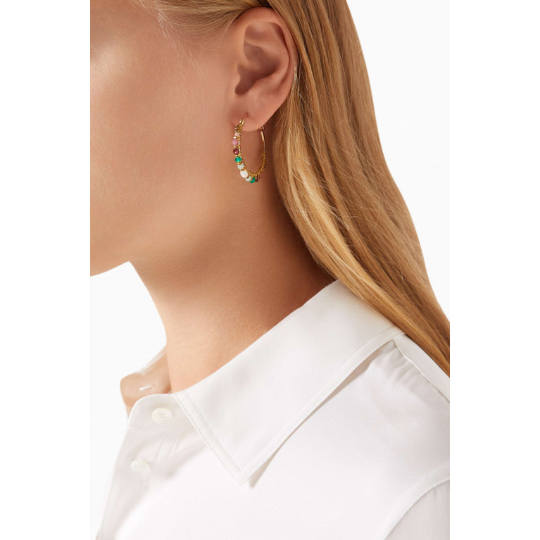 Satellite - Iancura Garnet Agate Hoop Earrings in 14kt Gold-plated Metal