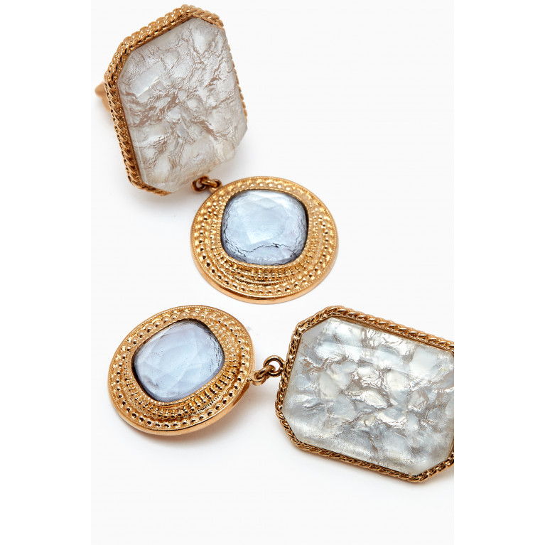Satellite - Satellite - Sophisticated Cabochon Clip-on Earrings in 14kt Gold-plated Metal