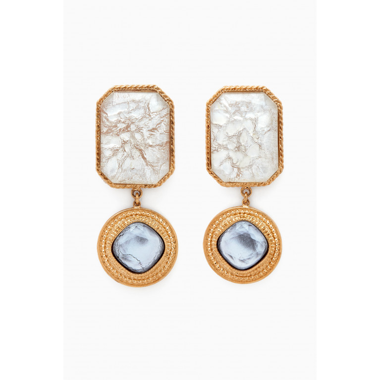 Satellite - Satellite - Sophisticated Cabochon Clip-on Earrings in 14kt Gold-plated Metal