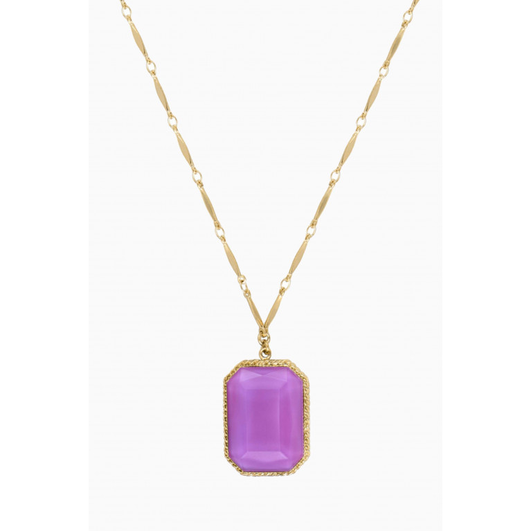 Satellite - Louise Timeless Cabochon Pendant Necklace in 14kt Gold-plated Metal