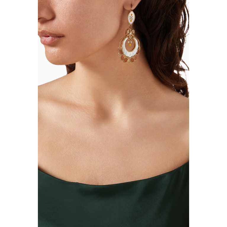 Satellite - Capraia Mother-of-Pearl Sleeper Earrings in Gold-plated Metal