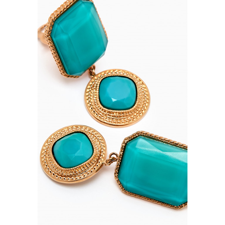 Satellite - Satellite - Beautiful Cabochon Clip-on Earrings in 14kt Gold-plated Metal