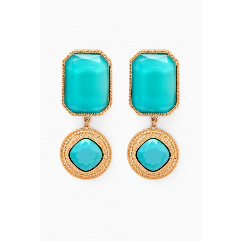 Beautiful Cabochon Clip-on Earrings in 14kt Gold-plated Metal