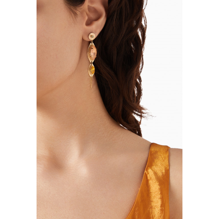 Satellite - Soleil Crystal Chain Earrings in 14kt Gold-plated Metal