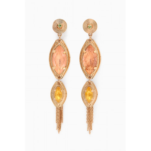 Satellite - Soleil Crystal Chain Earrings in 14kt Gold-plated Metal