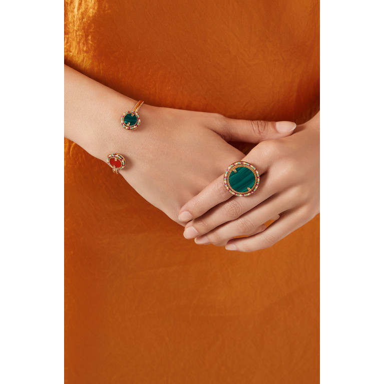 Satellite - Claudia Adjustable Malachite Ring in Gold-plated Metal