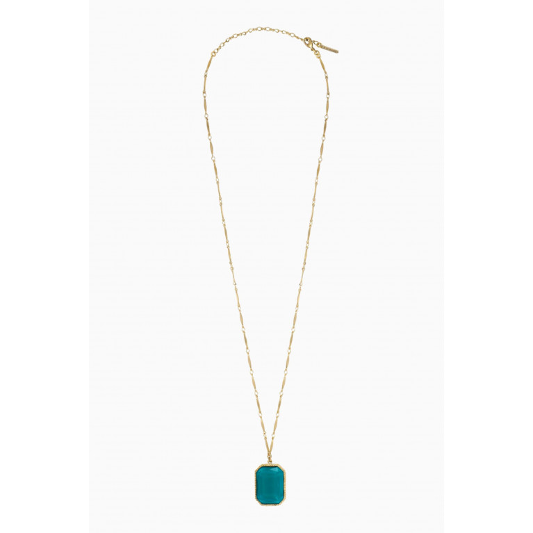 Satellite - Louise Chic Cabochon Pendant Necklace in 14kt Gold-plated Metal