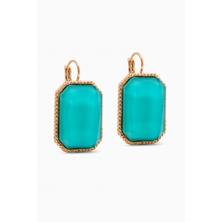 Satellite - Chic Cabochon Sleeper Earrings in 14kt Gold-plated Metal