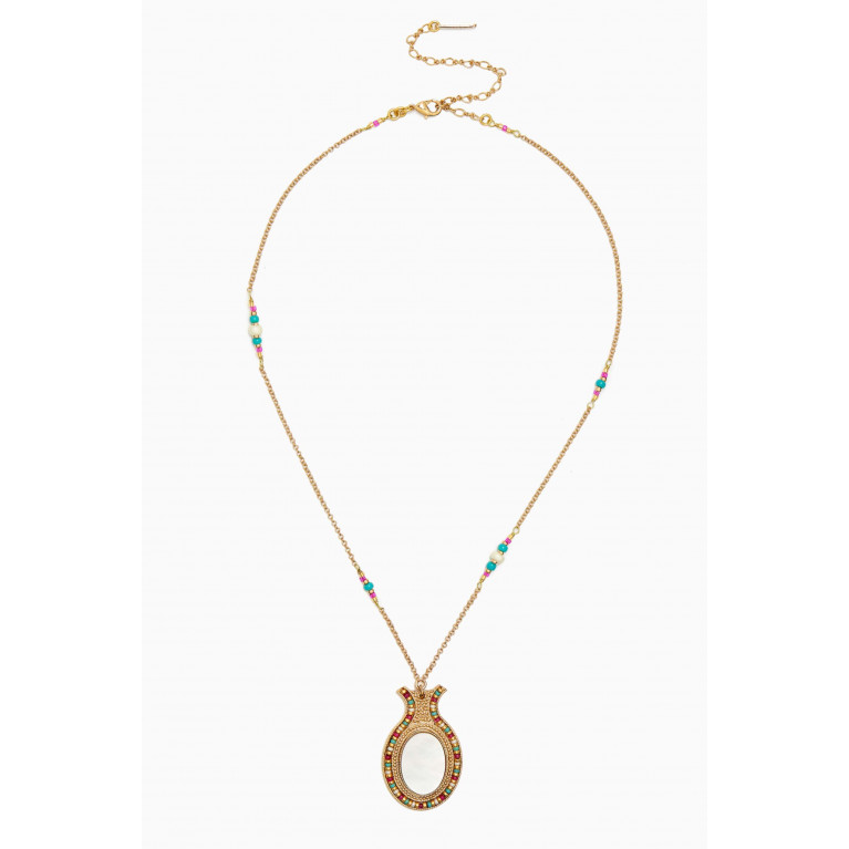 Satellite - Claudia Chic Mother-of-Pearl Pendant Necklace in 14kt Gold-plated Metal