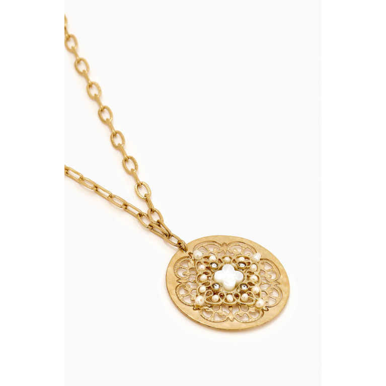 Satellite - Angélique Mother of Pearl Necklace in 14kt Gold-plated Metal