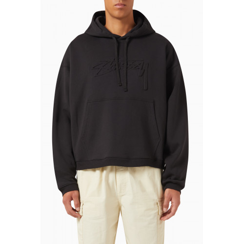 Stussy - Relaxed Oversized Hoodie in Cotton Black