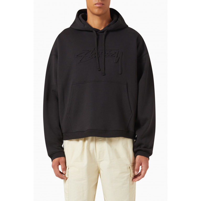 Stussy - Relaxed Oversized Hoodie in Cotton Black