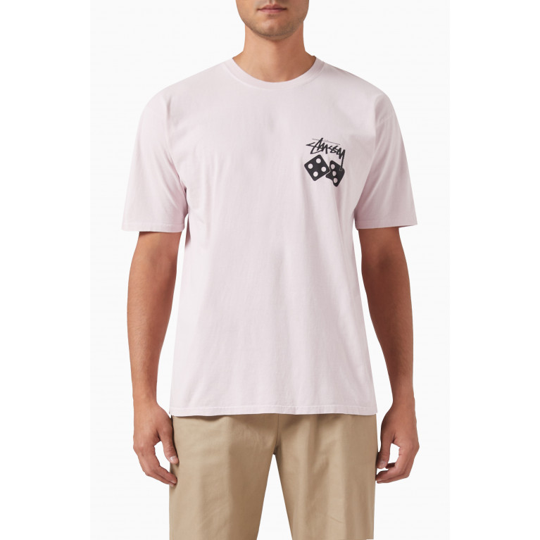 Stussy - Logo Print T-shirt in Cotton Pink