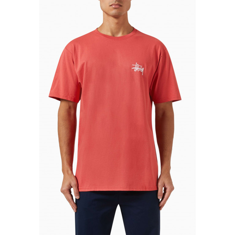 Stussy - Logo Print T-shirt in Cotton Red