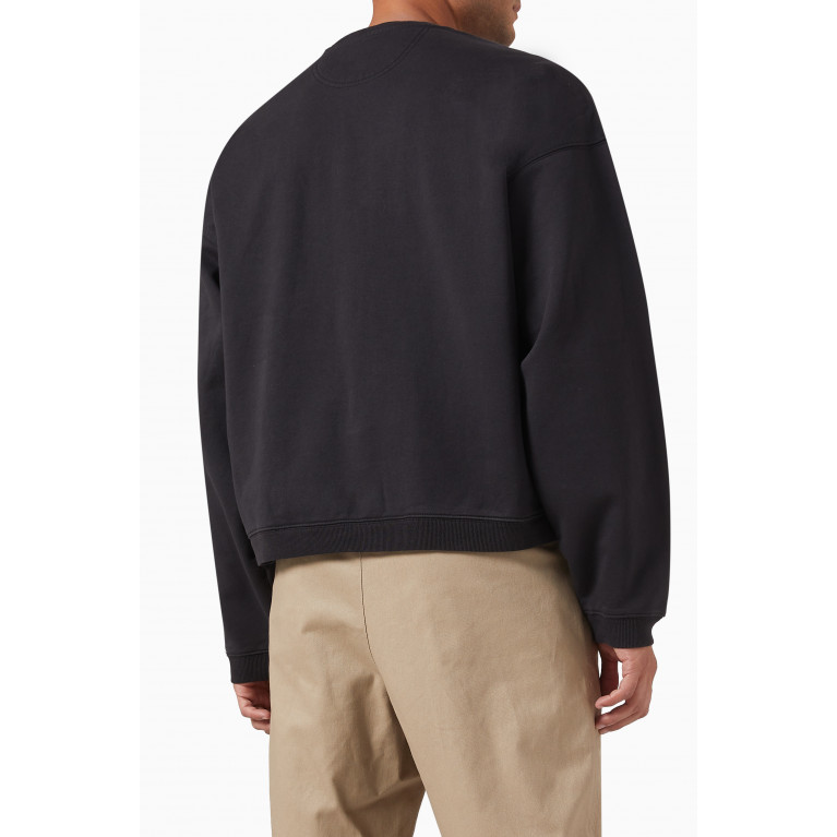 Stussy - Logo Oversized Crewneck Sweater in Cotton