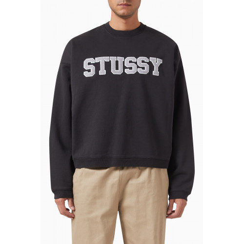 Stussy - Logo Oversized Crewneck Sweater in Cotton