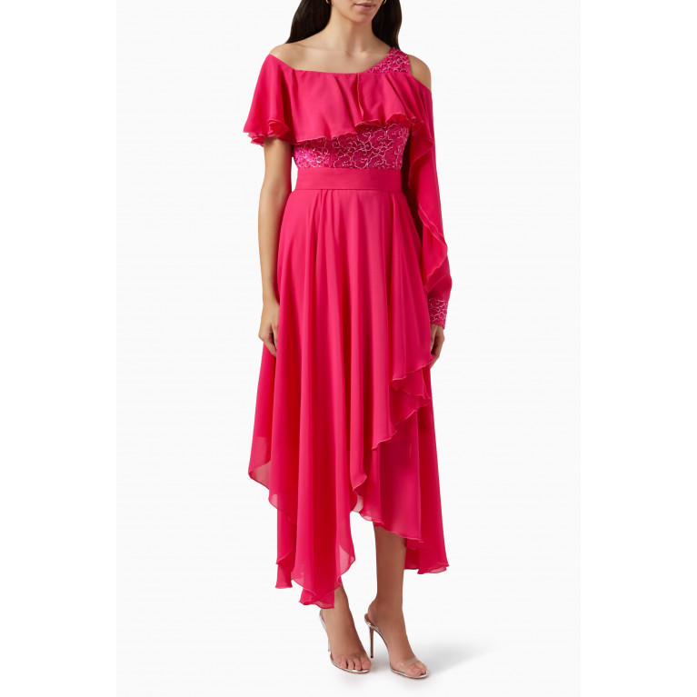 Amri - Ruffle Dress in Crepe Pink