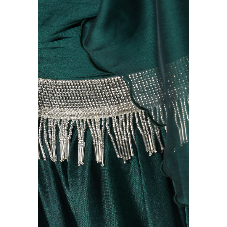 Amri - Pleated Crystal Maxi Dress Green