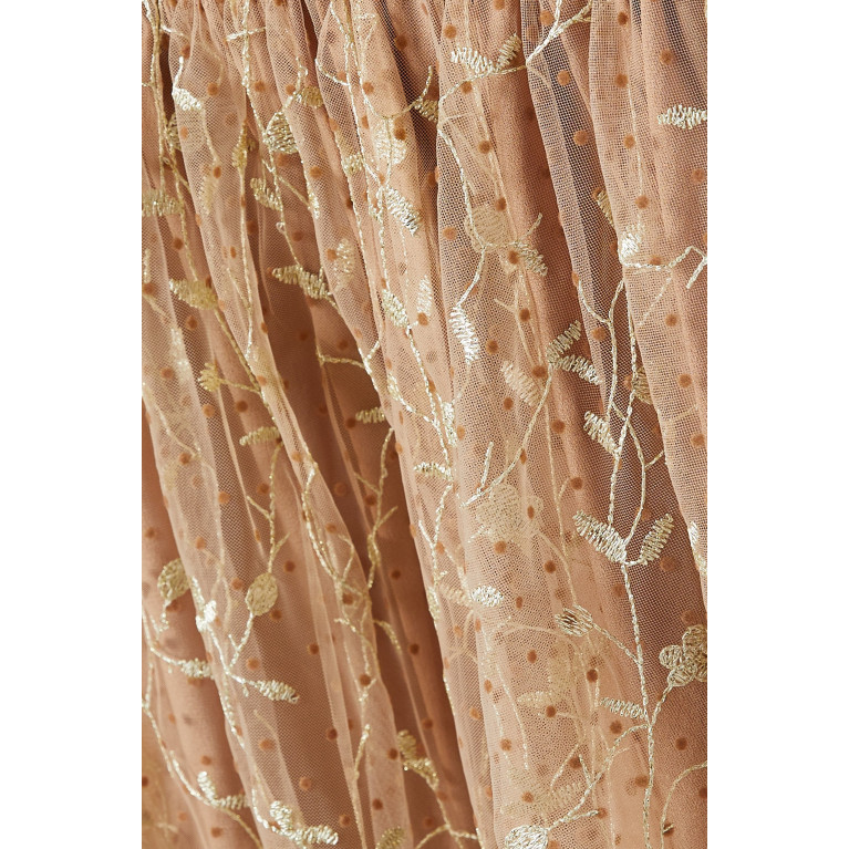 Amri - Floral-embellished Maxi Dress Neutral