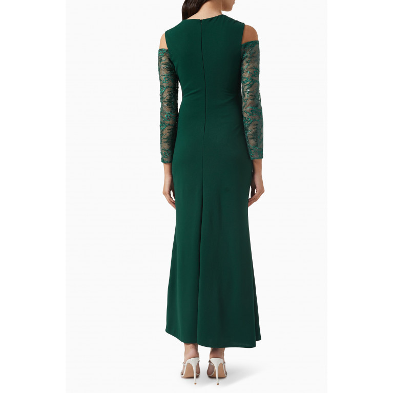 Amri - Cold-Shoulder Gown in Crepe Green
