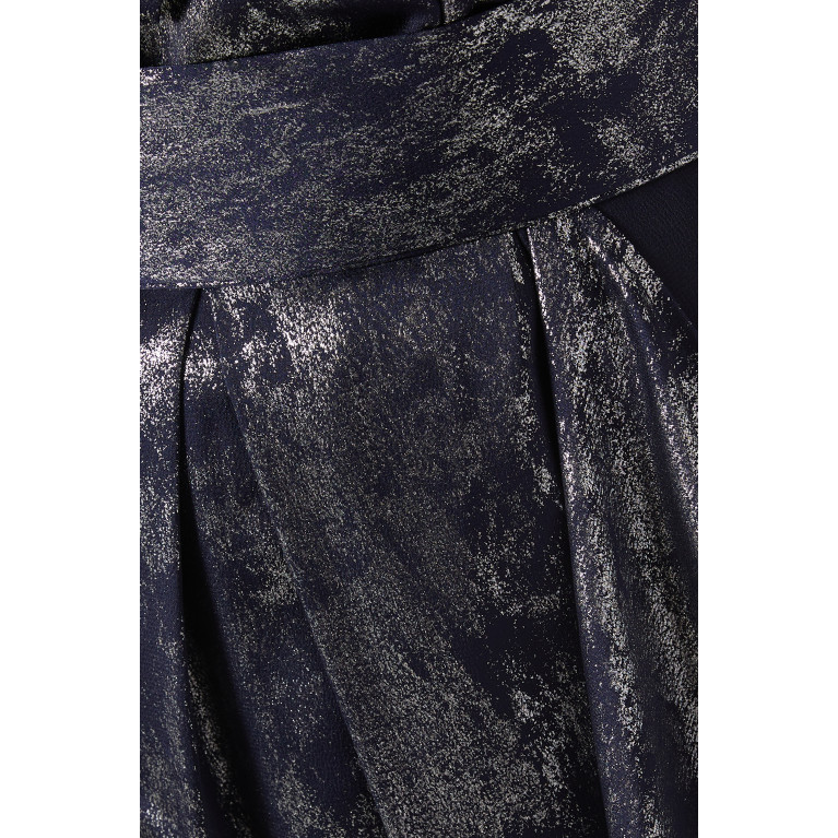 Amri - Foil-print Ruffled Maxi Dress Blue