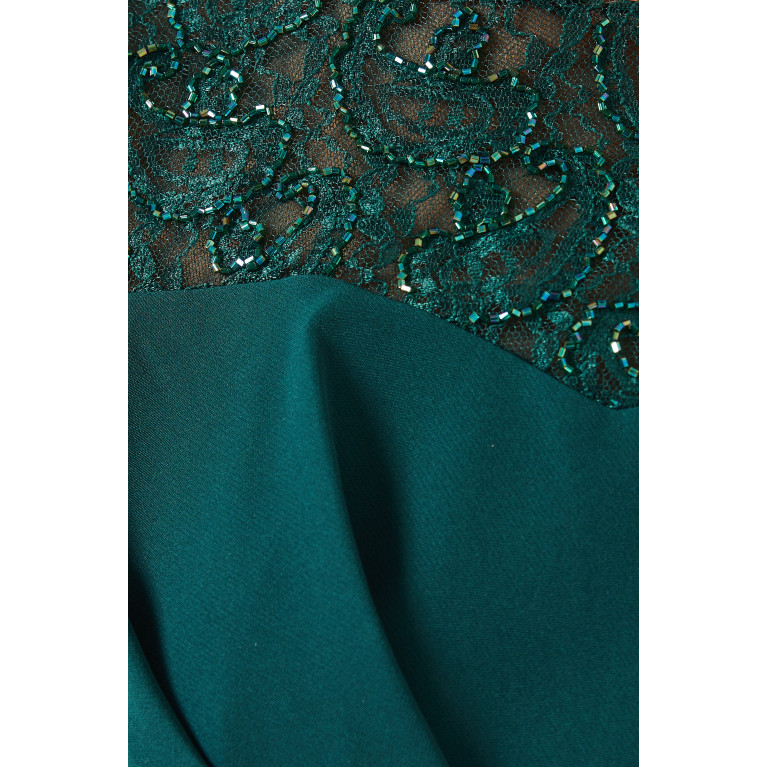 Amri - Draped Midi Dress in Crepe Green
