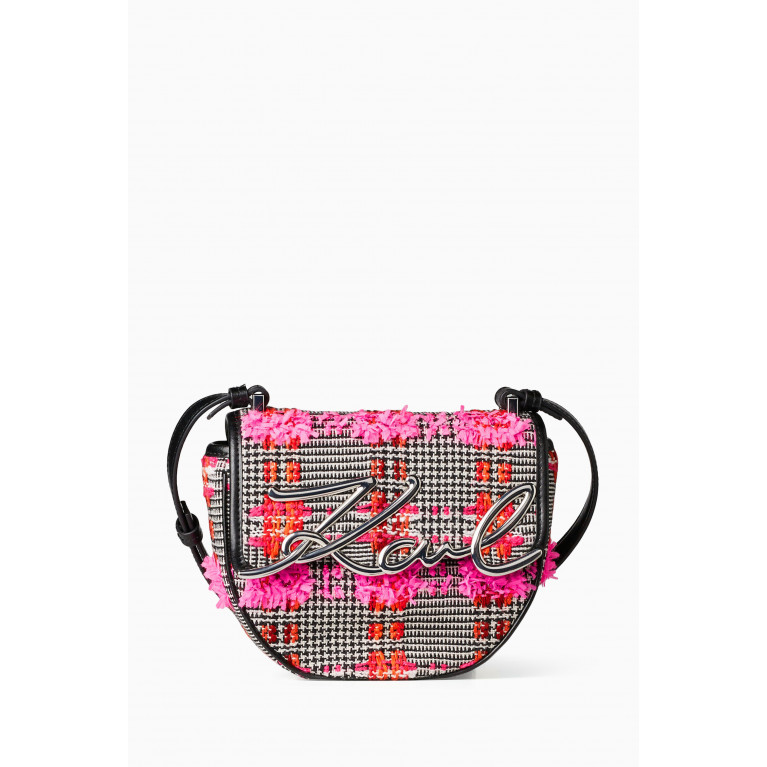 Karl Lagerfeld - Small K/Signature Saddle Bag in Bouclé
