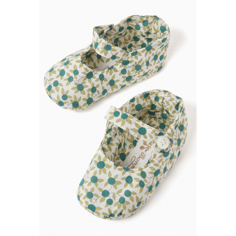 Bonpoint - Lilibee Floral Booties in Cotton Blue