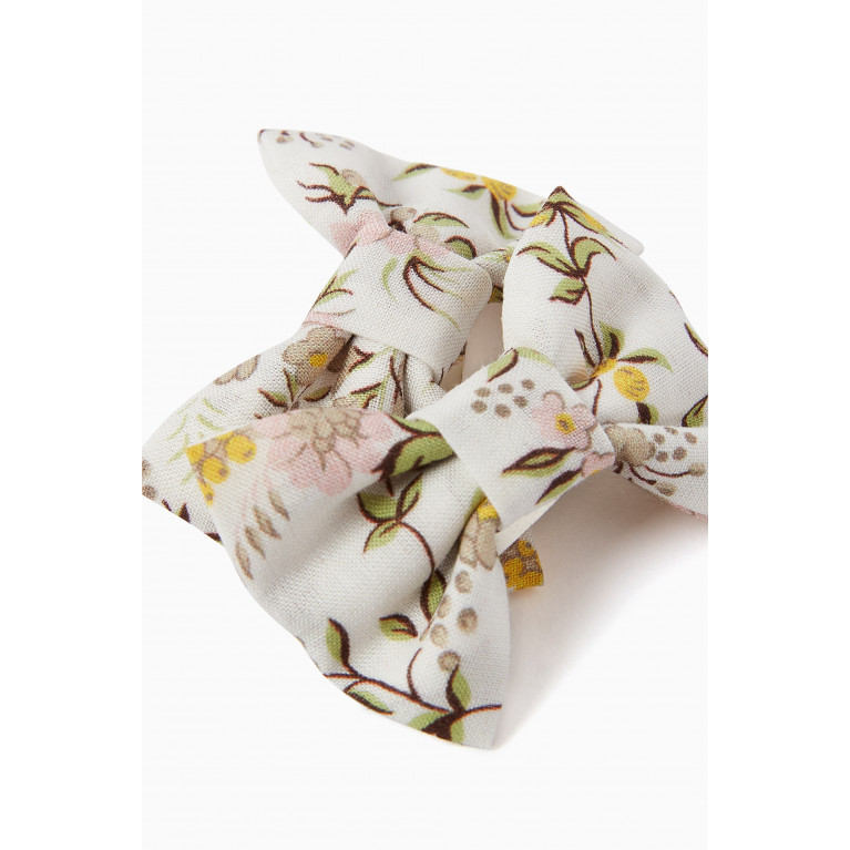 Bonpoint - Floral-print Hair Clip in Cotton, Set of 2