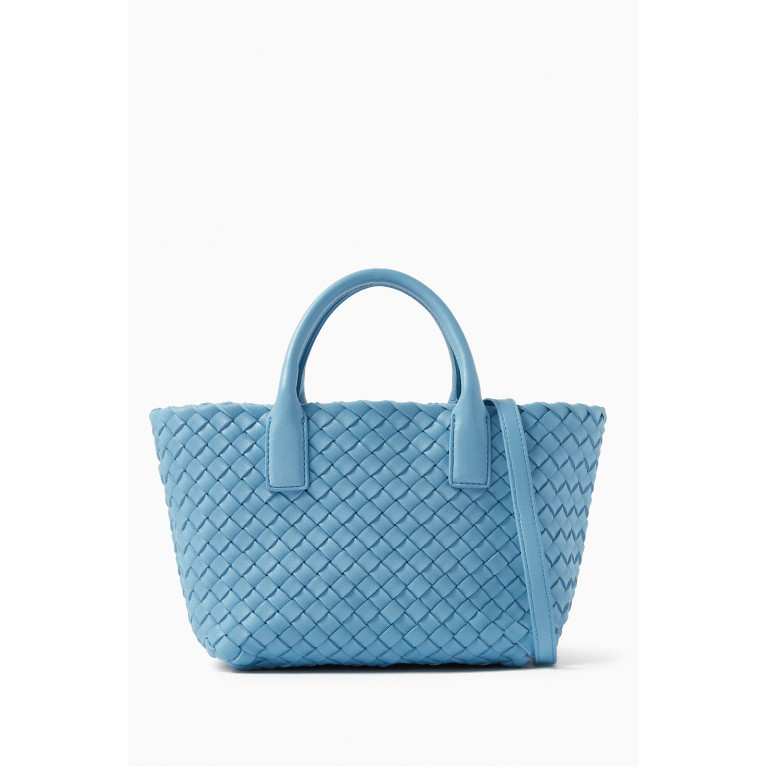Bottega Veneta - Mini Cabat Tote Bag in Intrecciato leather Blue