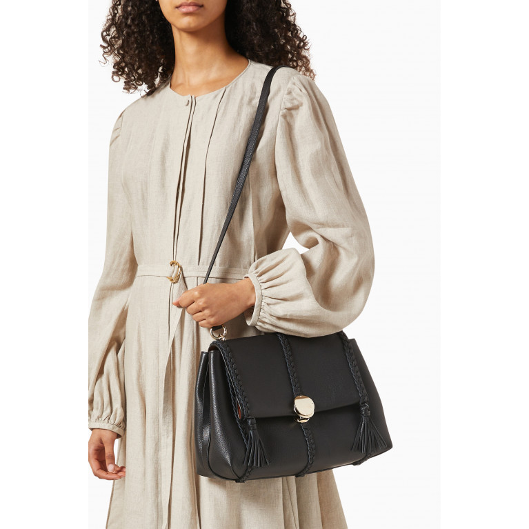 Chloé - Medium Penelope Shoulder Bag in Leather Black