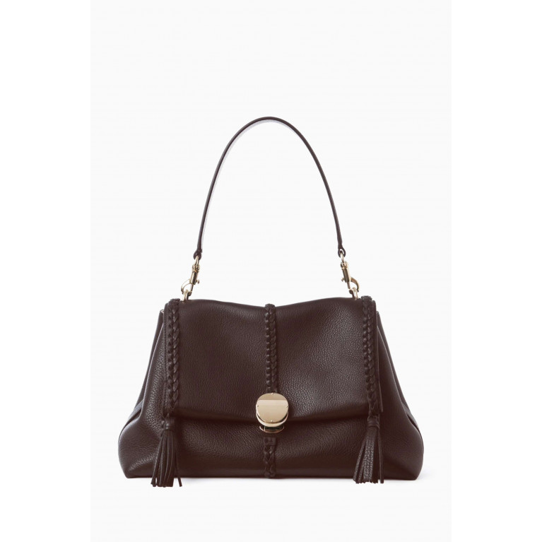 Chloé - Medium Penelope Shoulder Bag in Leather Burgundy