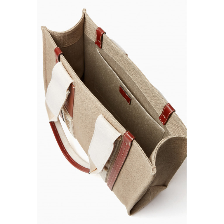 Chloé - Medium Woody Tote Bag in Linen Canvas