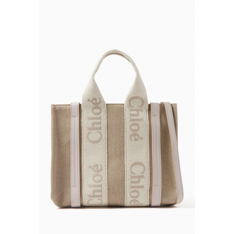 Chloé - Small Woody Embroidered Tote Bag in Linen