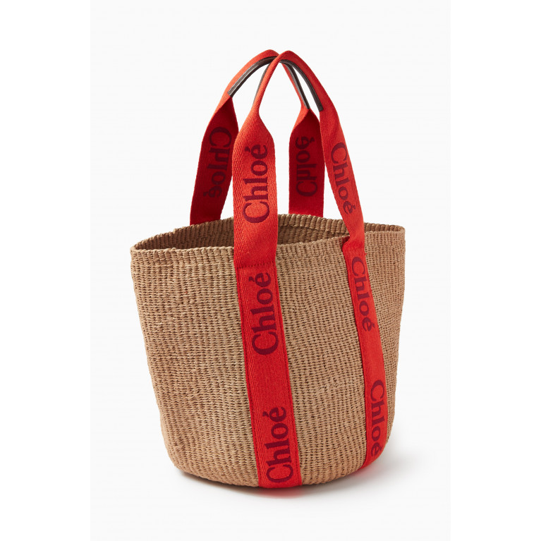 Chloé - x Mifuko Woody Large Basket Bag in Fair-trade Paper Orange