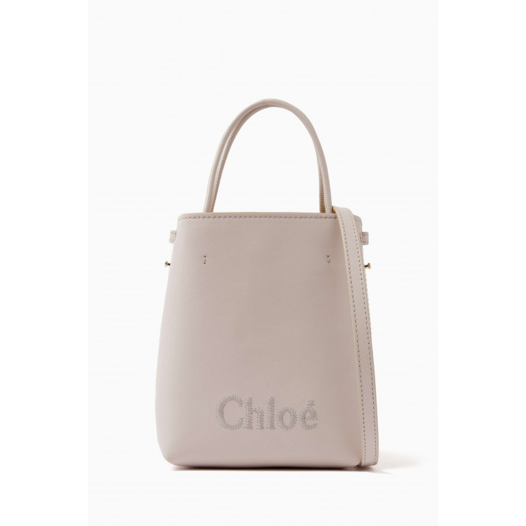 Chloé - Chloé's Sense Micro Tote Bag in Shiny Calfskin Grey