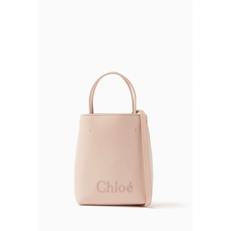 Chloé - Chloé's Sense Micro Tote Bag in Shiny Calfskin Pink
