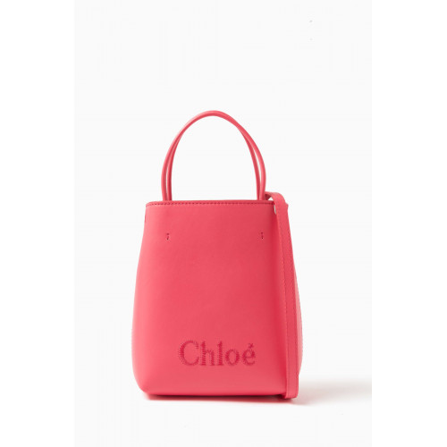 Chloé - Chloé's Sense Micro Tote Bag in Shiny Calfskin Pink