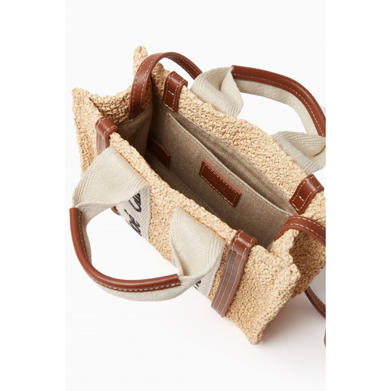 Chloé - Mini Woody Tote Bag in Bouclette Fabric & Shiny Calfskin