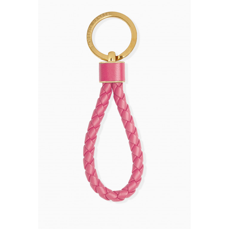 Bottega Veneta - Key Ring in Intrecciato Leather Pink
