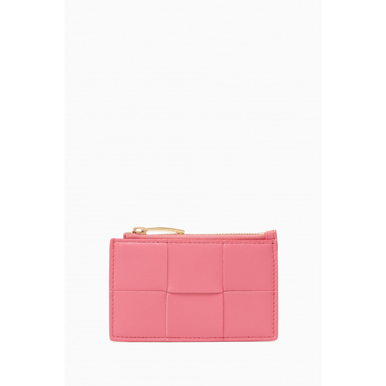 Bottega Veneta - Zipped Card Case in Intrecciato Nappa Pink