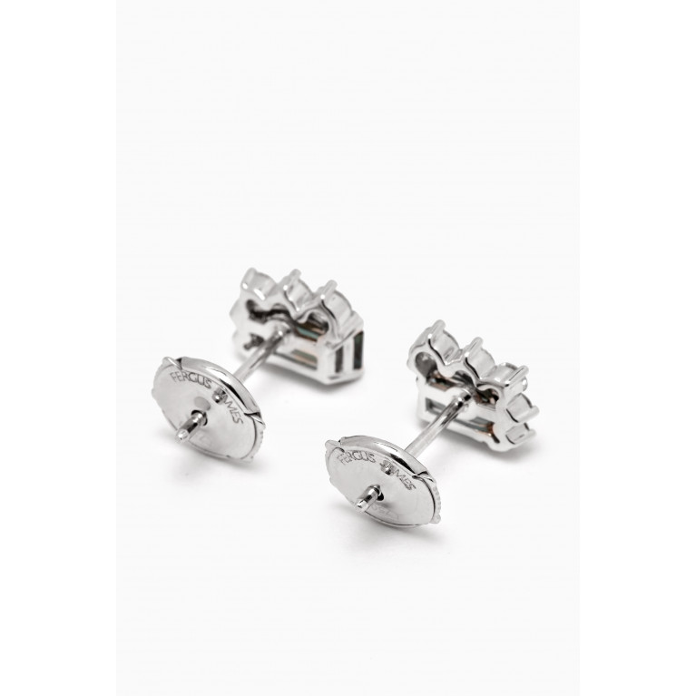 Fergus James - Teal Sapphire Diamond Stud Earrings in 18kt White Gold
