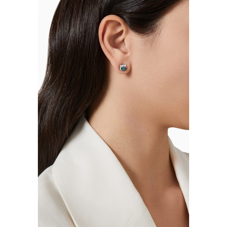 Fergus James - Teal Sapphire Diamond Stud Earrings in 18kt White Gold