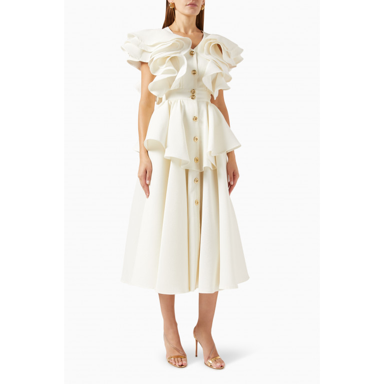 Poca & Poca - Ruffle Shoulder Midi Dress