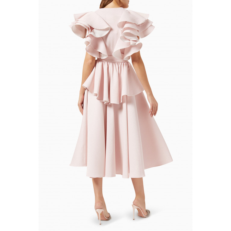 Poca & Poca - Ruffle Shoulder Midi Dress