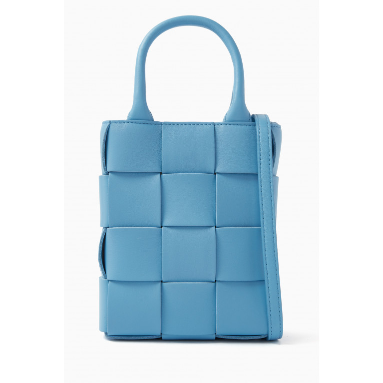 Bottega Veneta - Mini Cassette Tote Bag in Intrecciato Leather Blue