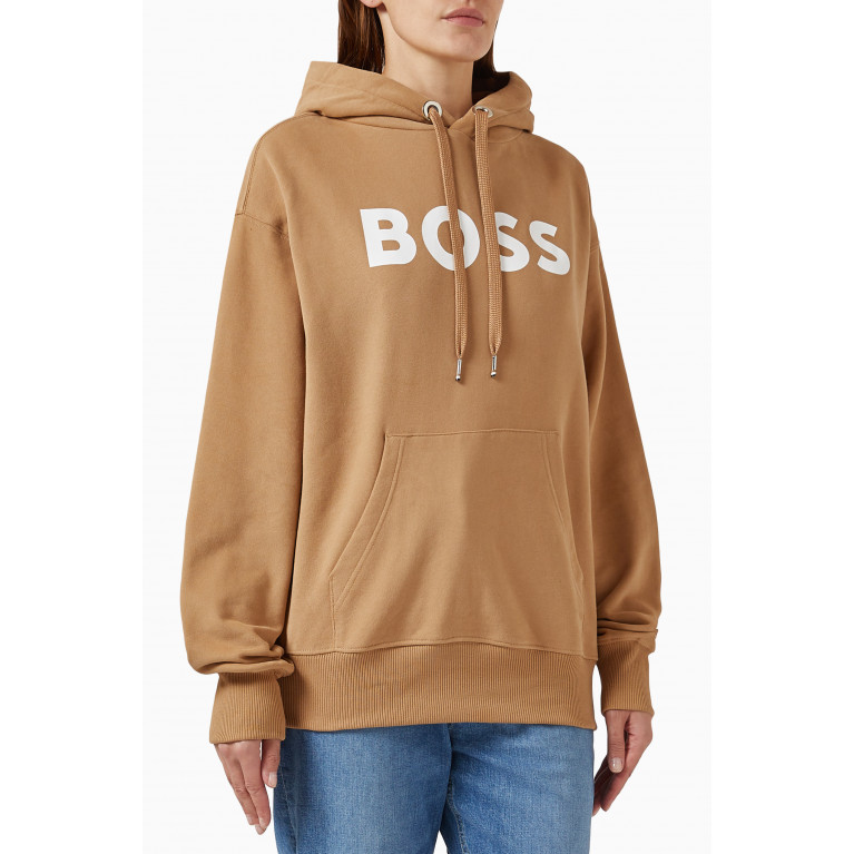 Boss - Logo Print Hoodie in Cotton Blend