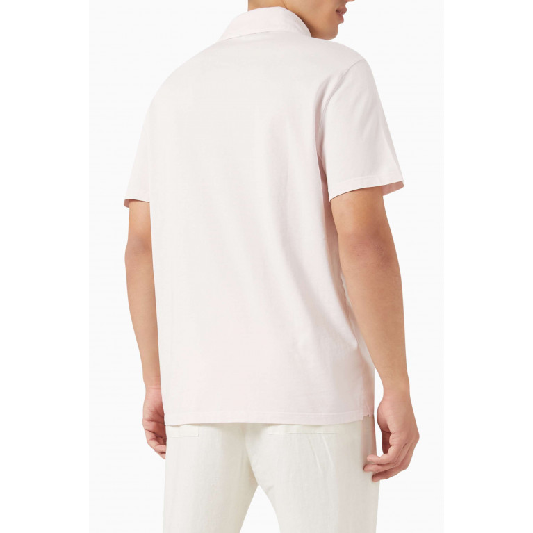 Vince - Garment Dye Polo Shirt in Cotton White