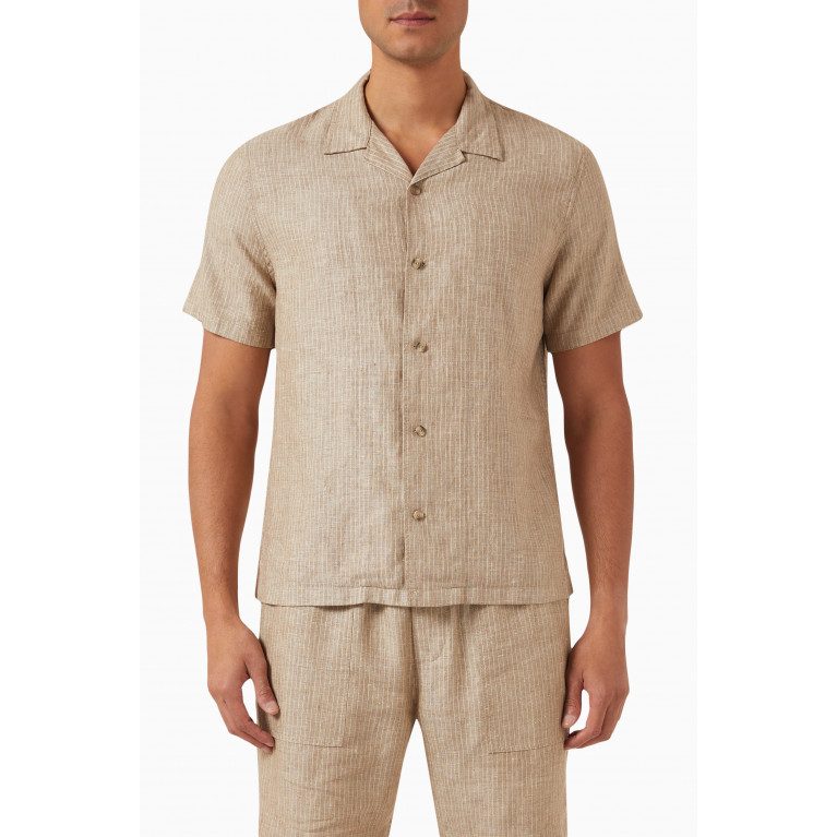 Vince - Stripe Short-sleeve Shirt in Hemp Neutral