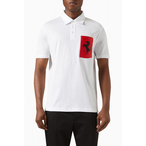 Ferrari - Logo Polo Shirt in Cotton Jersey White